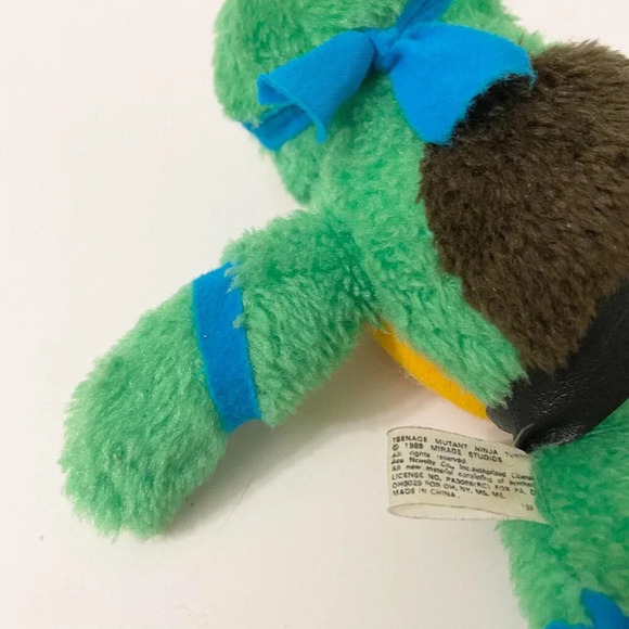 Vintage 1989 Leonardo  TMNT Leo Plush Doll ACE Novelty 9 Inch Mirage Flaws - Picture 14 of 16